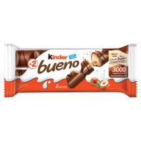 Kinder Bueno Wafel w mlecznej czekoladzie wypełniony mleczno-orzechowym nadzieniem (43 g)