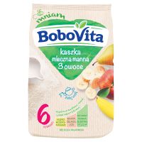 BoboVita Kaszka mleczna manna 3 owoce po 6 miesiącu (230 g)