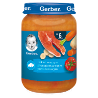 Gerber Bukiet warzyw z łososiem w sosie pomidorowym po 6 miesiącu (190 g)