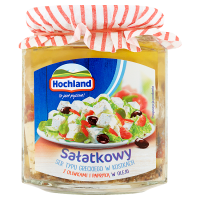 Hochland Sałatkowy ser typu greckiego w kostkach z oliwkami i papryką w oleju (300 g)