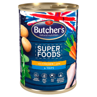 Butcher's Super Foods Karma dla dorosłych psów pasztet z kurczakiem i flaczkami (400 g)