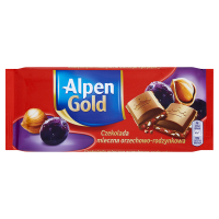 Alpen Gold Czekolada mleczna z rodzynkami i orzechami (90 g)
