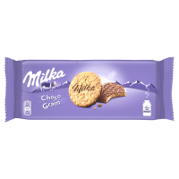 Milka Choco Grains Ciastka z płatkami owsianymi oblane czekoladą mleczną (126 g)