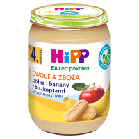 HiPP BIO Owoce & Zboża Jabłka i banany z biszkoptami po 4. miesiącu (190 g)
