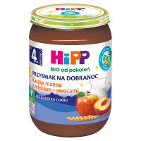 HiPP BIO Przysmak na Dobranoc Kaszka manna z mlekiem i owocami po 4. miesiącu (190 g)