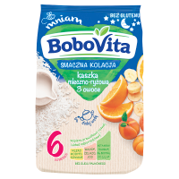 BoboVita Smaczna Kolacja Kaszka mleczno-ryżowa 3 owoce po 6 miesiącu