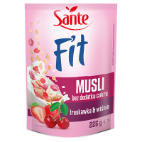 Sante Fit Pełnoziarniste płatki zbożowe z owocami truskawka & malina & wiśnia (225 g)