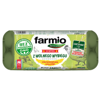 Farmio Jaja z wolnego wybiegu od kur karmionych paszą z soją bez GMO M klasa A (10 szt)