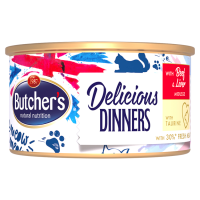 Butcher's Classic Delicious Dinners Karma dla dorosłych kotów mus z wołowiną i wątróbką (85 g)