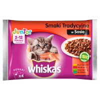Whiskas Junior 2-12 miesięcy Karma pełnoporcjowa smaki tradycyjne w sosie (4x100 g)