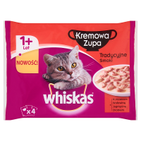 Whiskas Kremowa Zupa Tradycyjne smaki Karma pełnoporcjowa 1+ lat (4x85 g)