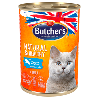 Butcher's Natural&Healthy Karma dla dorosłych kotów kawałki w galaretce z pstrągiem (400 g)