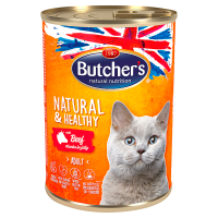 Butcher's Natural&Healthy Karma dla dorosłych kotów kawałki w galaretce z wołowiną (400 g)