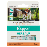 Happs Herbal Krople na pchły i kleszcze dla średnich psów (4x2.5 ml)